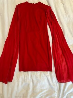 SHEIN Bright Red Mini Dress with Long Sleeves